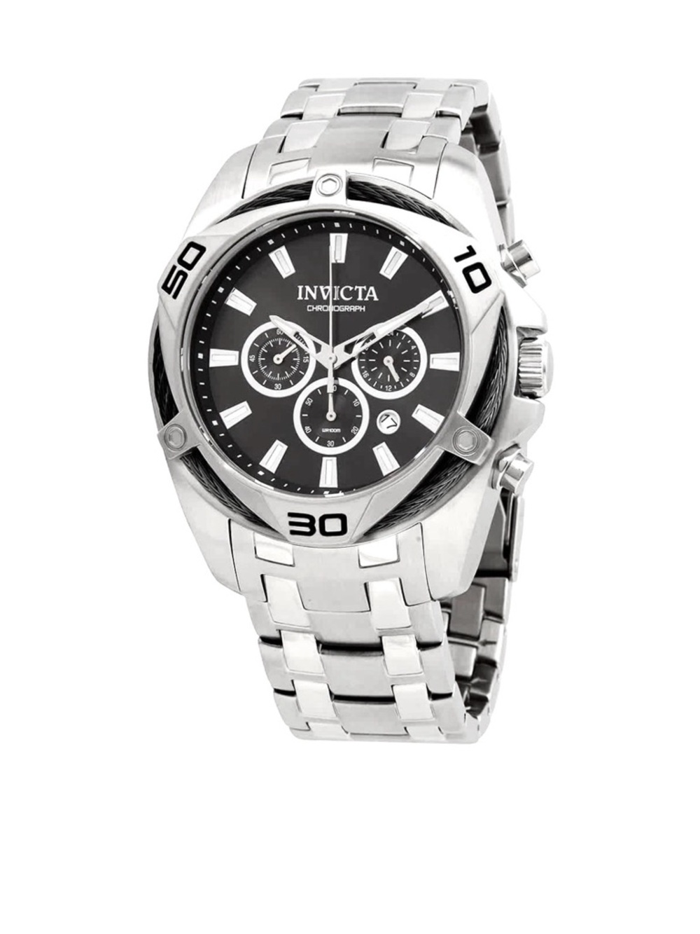 Invicta Bolt 32372 Chronograph 50mm Black Dial Steel Men's Watch 100M WR